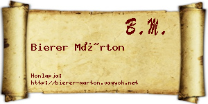 Bierer Márton névjegykártya